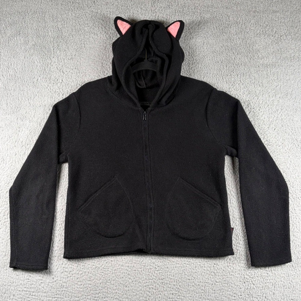 Emily The Strange Hoodie Cat Ear Freaks & Friends Y2K Mall Goth Vintage Black M